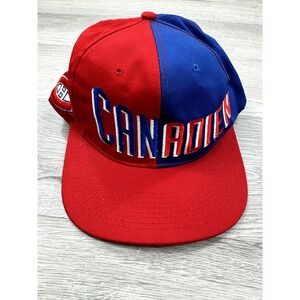 Vintage Montreal Canadiens Hat Cap Adjustable Blue NHL Hockey Big Spell Out Mens